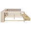 Lit plateforme double en bois avec tablettes de rangement, tiroirs, station de charge et tête de lit tapissier, crème-867434554-867434555