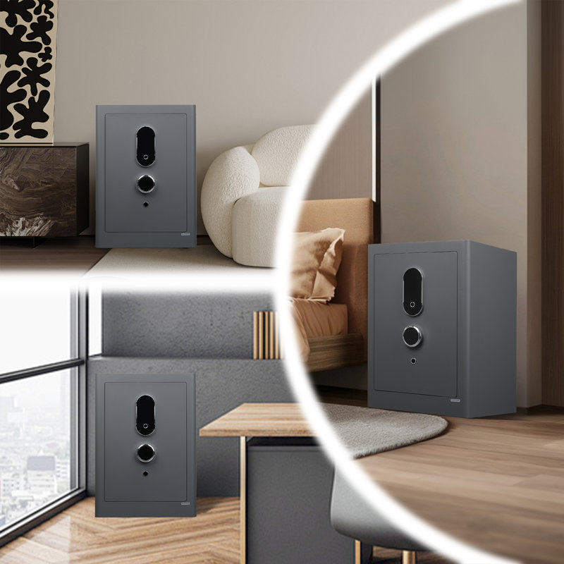 75mm Plate Steel Fingerprint Safe With Glass Partition, Hidden Storage & Alarm System – Fireproof Home/office Vault