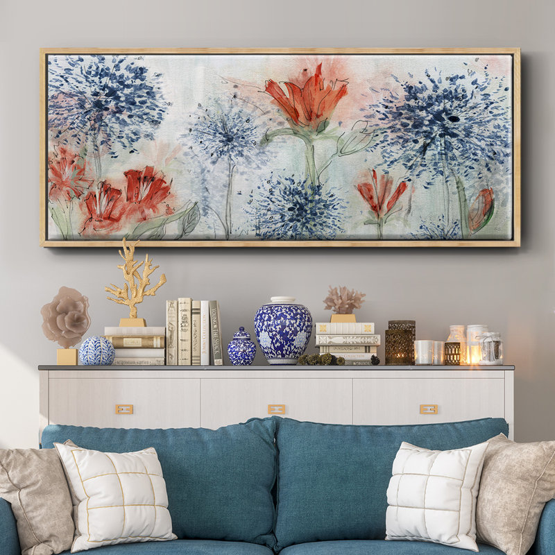 Tiger Lily Field- Framed Canvas, 20" H x 50" W
