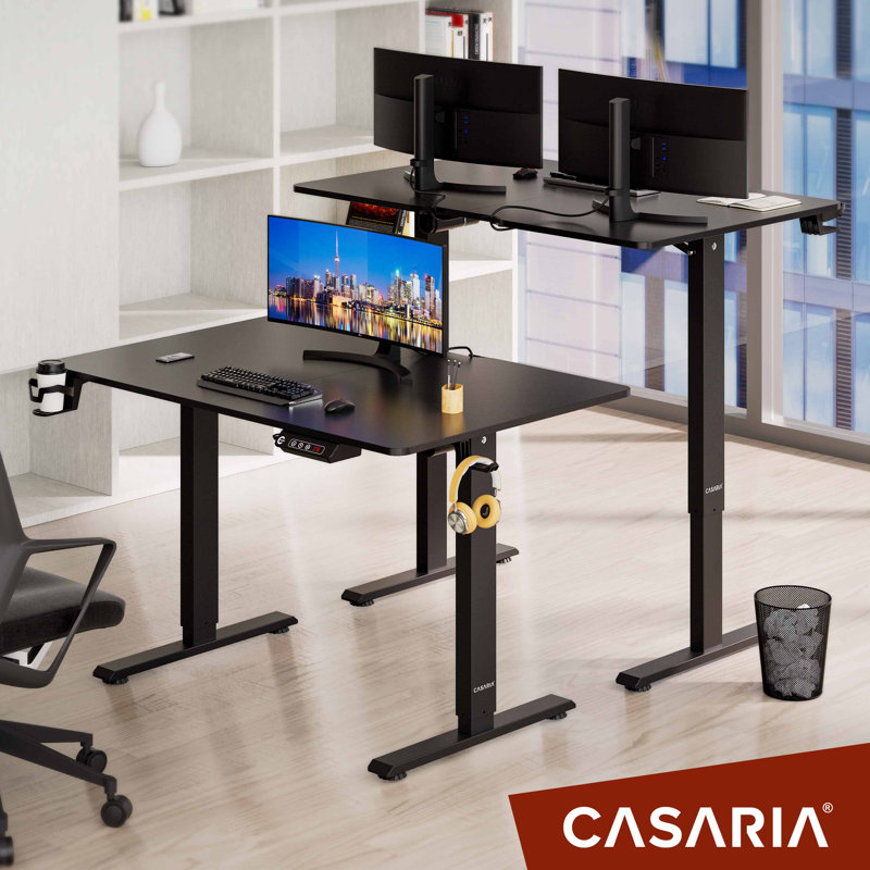 Adjustable Metal Base Writing Desk, Black, Black