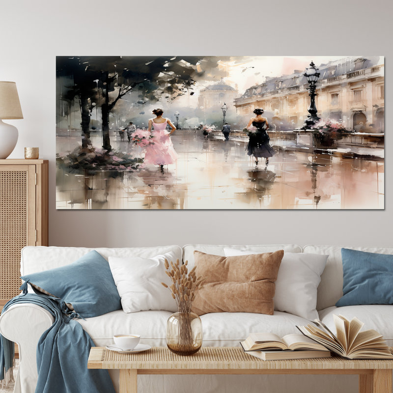 Impression sur toile Fashion Impressionist Elegance I, Toile tendue, H 28 po x l 60 po, Sans cadre