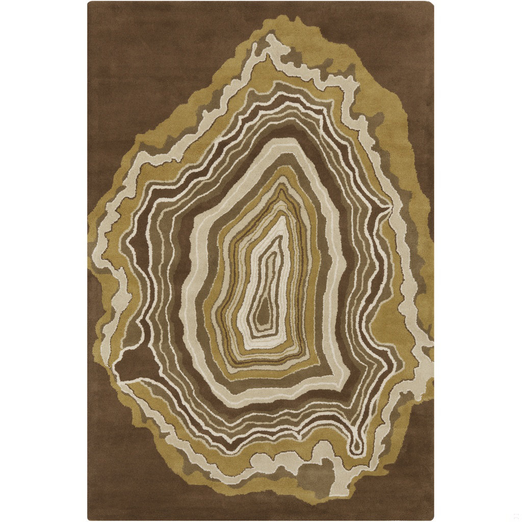 Gold Geode Rug Everly Quinn Mangine Authentic Hand-Tufted Handmade Deep Brown, Gold ...