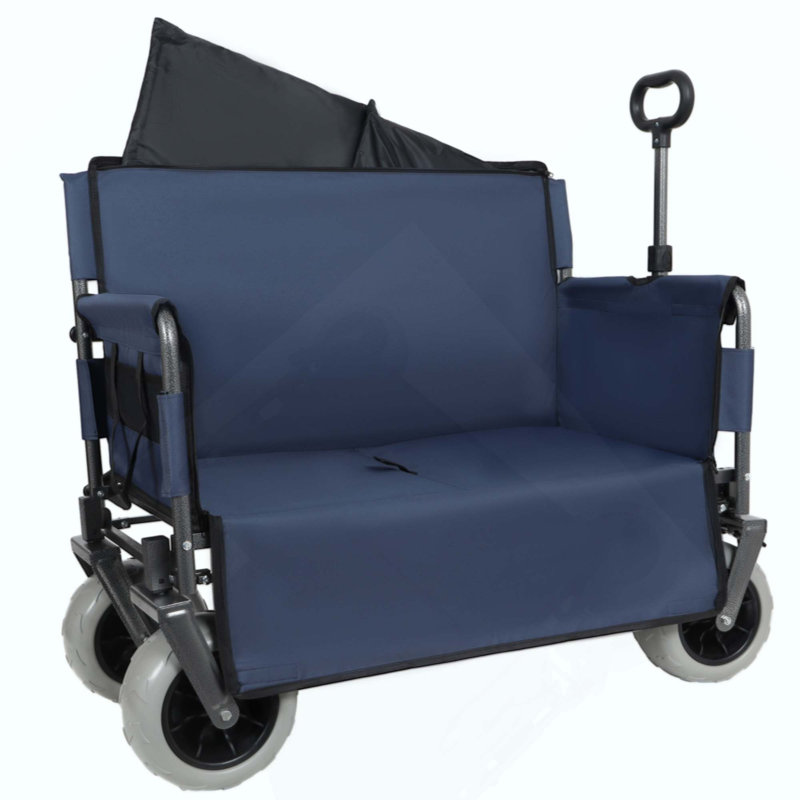 Chariot pliant 3 en 1 avec siège de banc - capacité de 500 lb, pneus de plage de 9 po x 4 po pour le camping et la plage