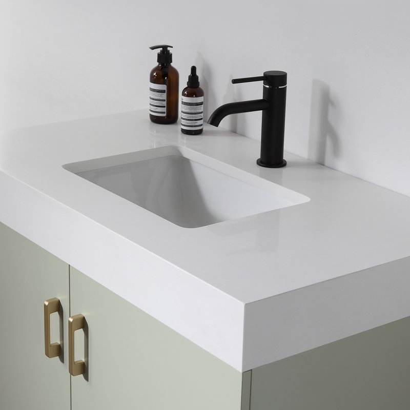 Meuble-lavabo simple en contreplaqué de placage de bois naturel 36 po Keena, Brume de pin