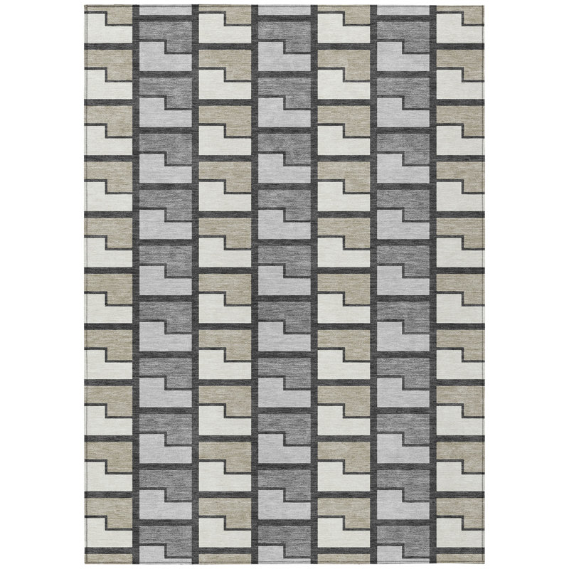 Machine Washable Indoor/Outdoor Lockway ACN2417 Geometric Rug, Rectangle 9' x 12'