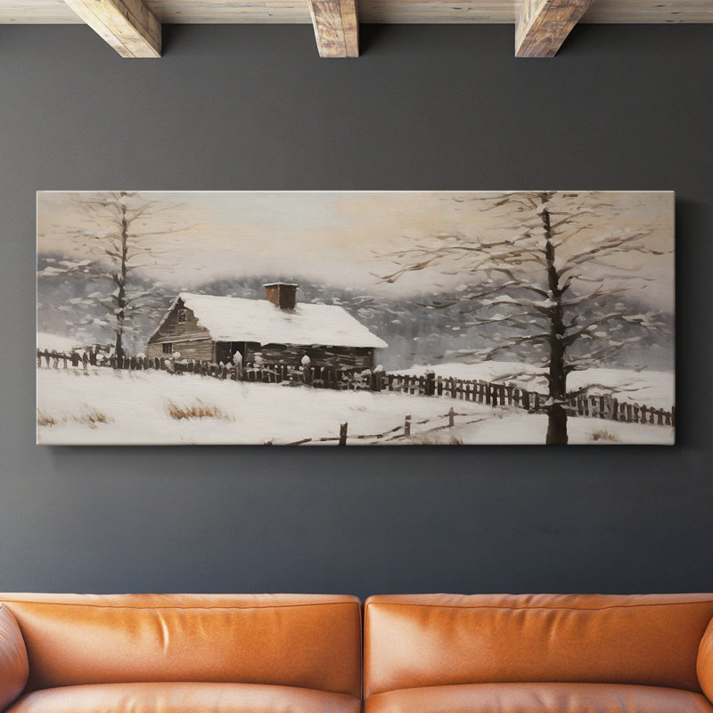 Série paysage - CCCCXXII - Toile tendue avec châssis - Prêt à être accroché, H 16 po x l 40 po