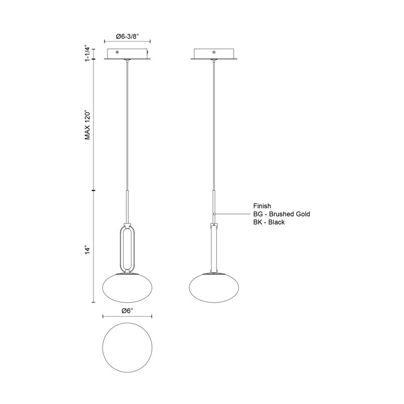 Tavira 1 - Light LED Pendant, Black