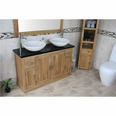 Decarlo 1230mm Double Bathroom Vanity with Vessel Stone Basin