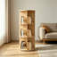 Bibliothèque rotative circulaire en bois à 3 couches, bibliothèque rotative indépendante avec cloisons en bois incurvées, étagère de rangement et de rangement de coin circulaire étroite convenant aux petits espaces tels que les salons, les chambres à coucher, les bureaux et les salles d'étude