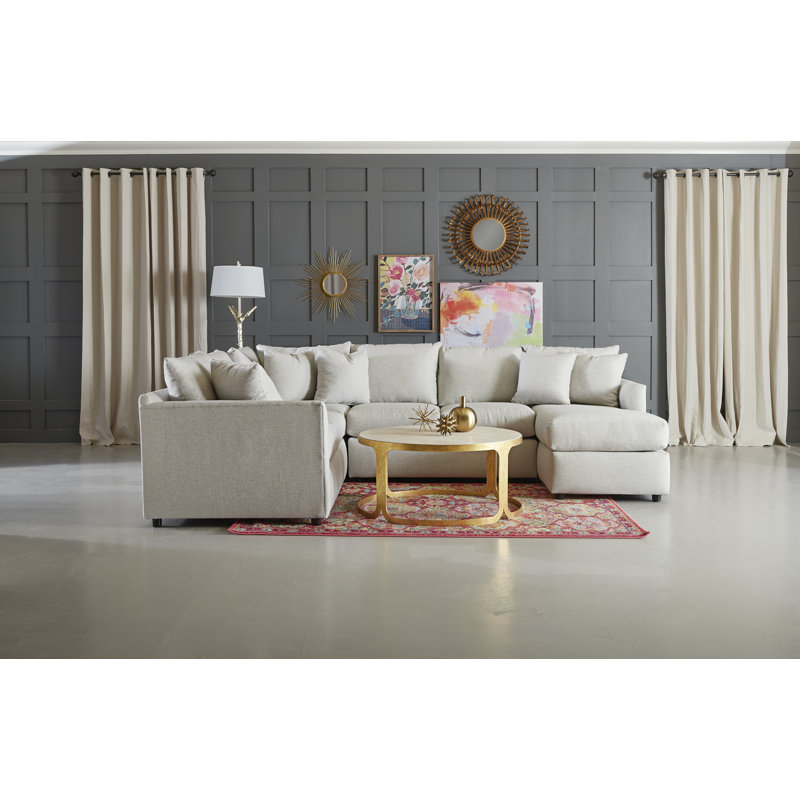 Canapé modulaire en U à 3 pièces de 6 pièces 119 po Cecelia, Tissu natté Capri conversation, Orienté à gauche (vu de face)