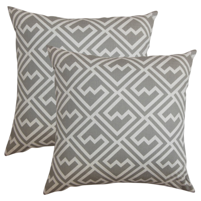 Coussin décoratif en coton Geometric, Gris
