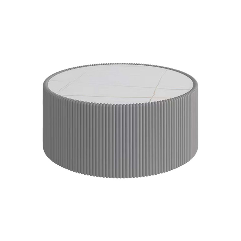 Table basse en cuir clair à plateau cylindrique en cuir léger pour mobilier de salon moderne, durable et élégant