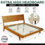 Base de lit en bois massif Gazelle avec tête de lit à motif artistique-110497321-110497323