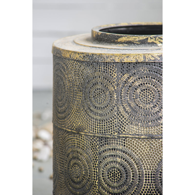 Metal Tabletop Lantern, 17.7" H x 13" W x 13" D