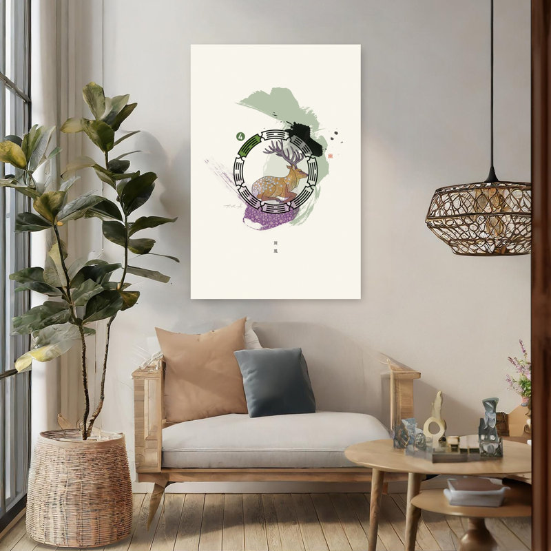 Art mural Zen Deer Spirit, H 48 po x l 32 po