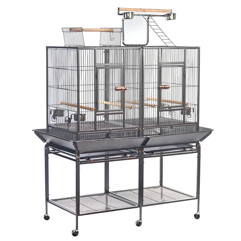 Double Bird Cage with PlayStand, 55.12" Tall.