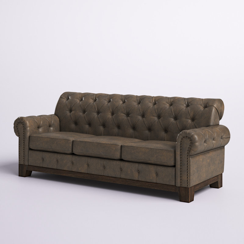 Annalea Upholstered 87.4'' Sofa, Brown Microfiber