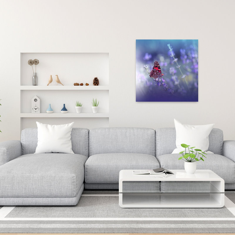 Delicate Lavender Butterfly Delicate Serene Tranquil Butterfly Lavender Violet Flower Nature Wall Art Print by Juliana Nan - Print