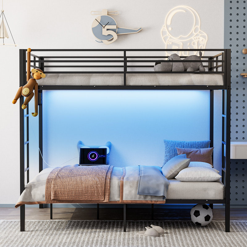 Alyda Kids Full Over Full Bunk Bed, Silver,  Full over Full