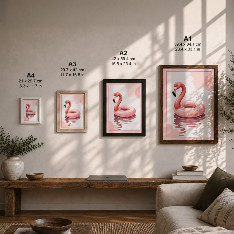 Flamingo Float Modern 1 Piece Single Picture Frame Wall Art, A3 - 42.0 x 29.7 cm, Oak