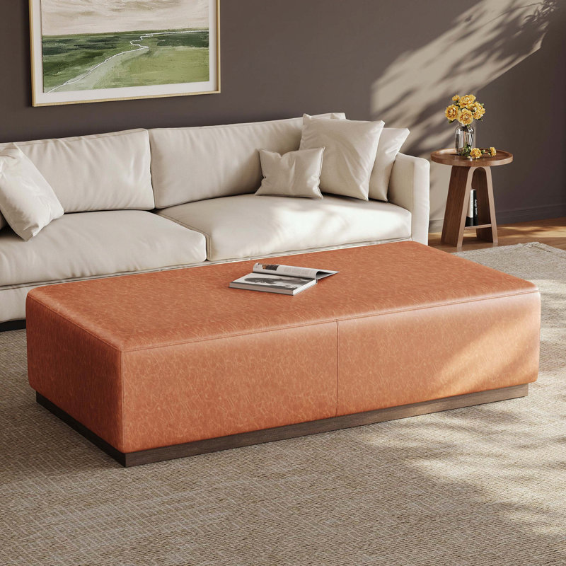 Repose-pieds multifonctionnel en similicuir et pieds en bois massif