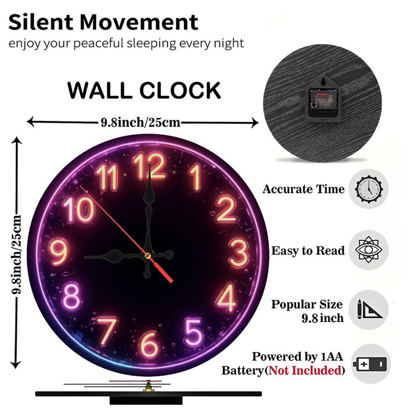 Horloge de style néon