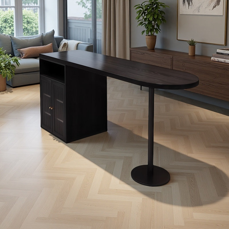 Table de bar haut de gamme en bois massif noir, H 41,3 po x l 86,6 po x P 15,7 po