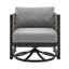 Chaise longue d'extérieur pivotante en aluminium noir avec coussins gris-129705567