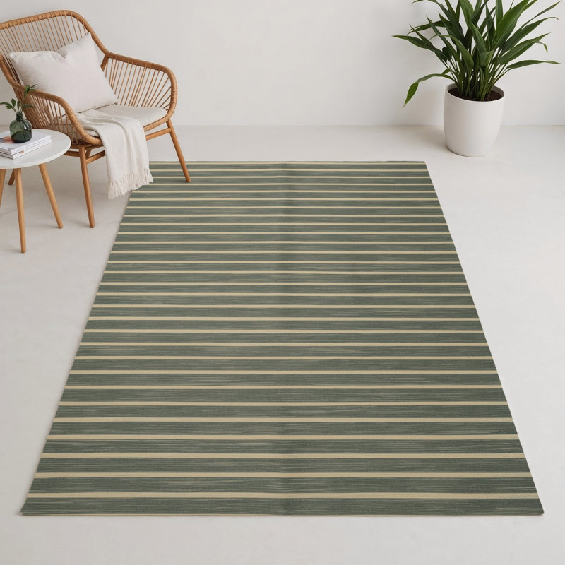 Tapis intérieur / extérieur brun HorizontalStripes, Rectangle 9 pi x 12 pi