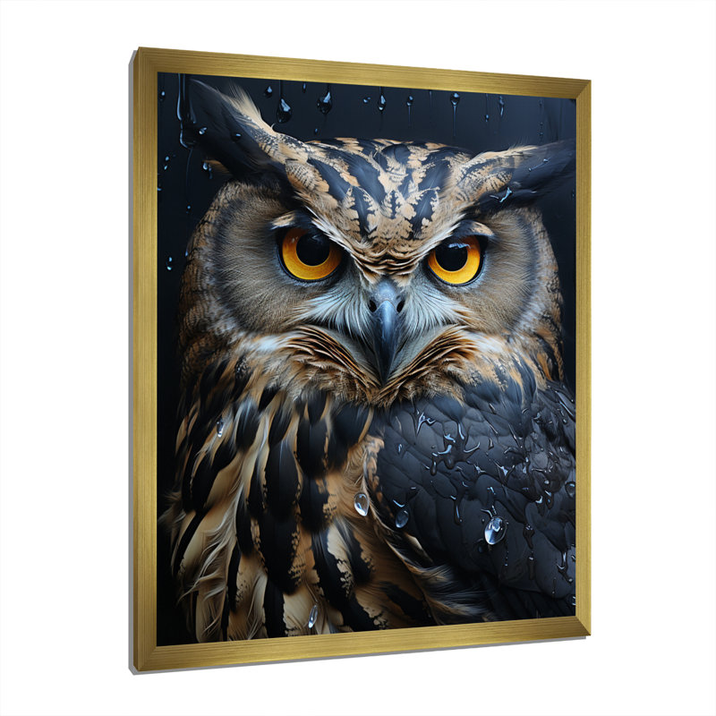 Veilleuse Grey Owl Nights II - animaux, art mural, salon, H 44 po x l 34 po x P 1,5 po, Encadrement doré
