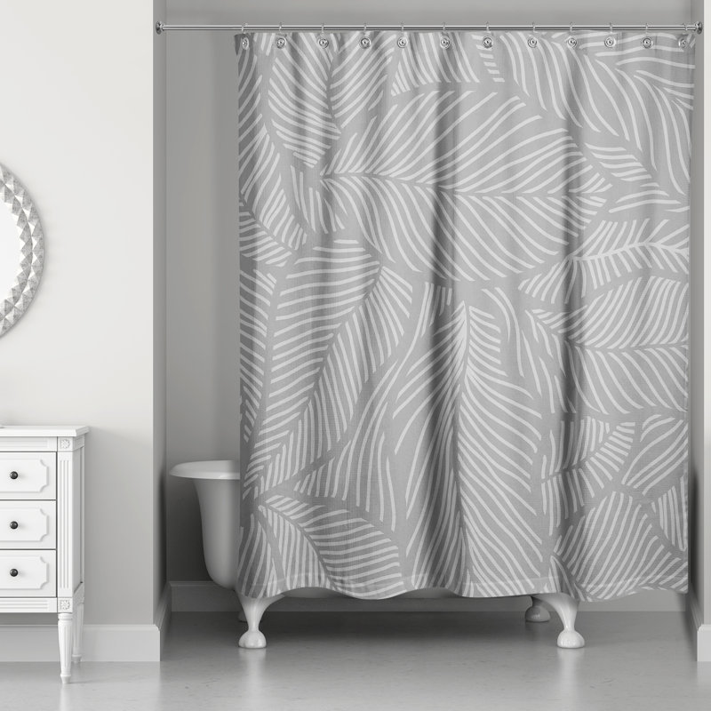 Rideau de douche simple Krol, Motif floraux gris