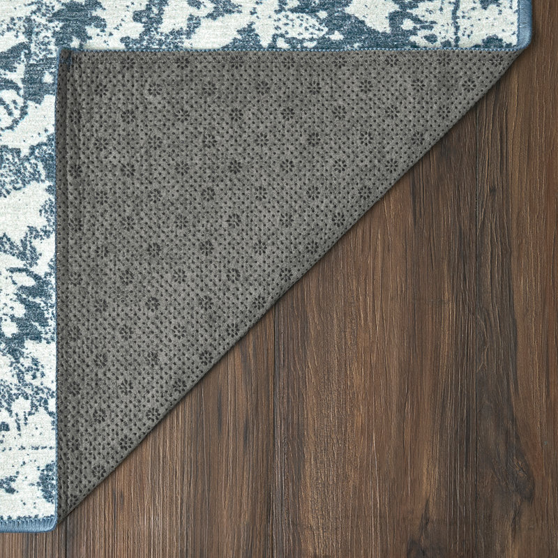 My Magic Carpet  Blue Washable Rug, Rectangle 2'6" x 7'3"