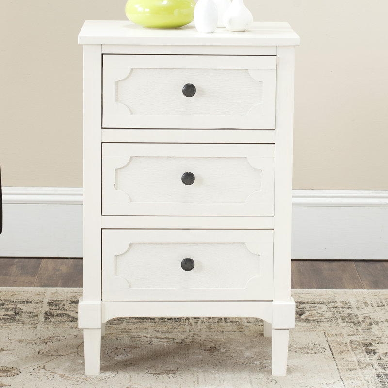 Calvo 43.18cm W Solid + Manufactured Wood Bedside Table, White
