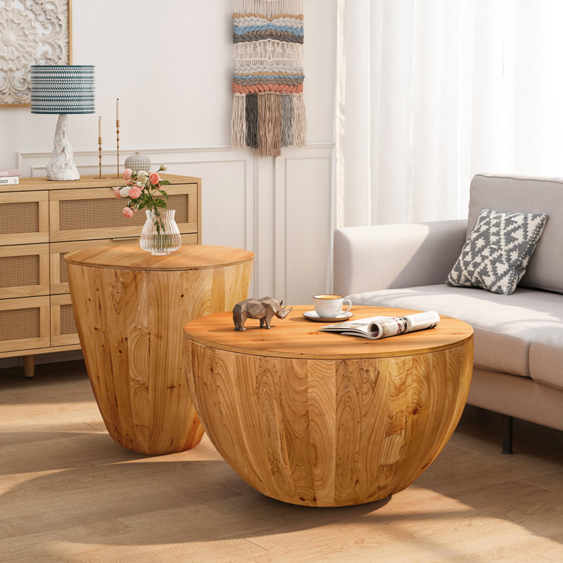 Vintage Style Bucket Shaped Coffee Table Set(Set of Two Pieces)