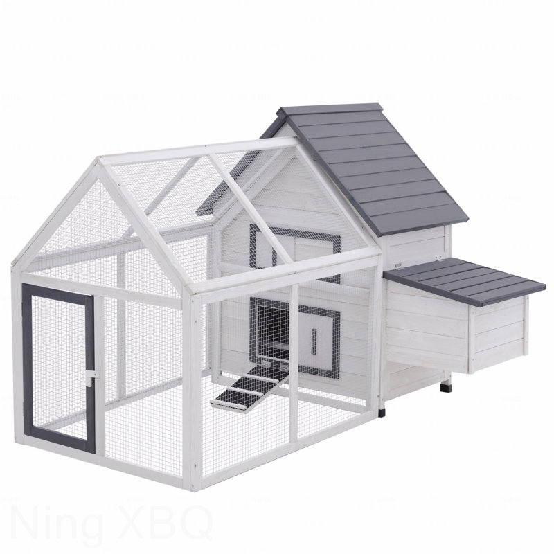 Poulailler en bois 65 po avec rampe amovible et rampe pour rampe pour jardin extérieur