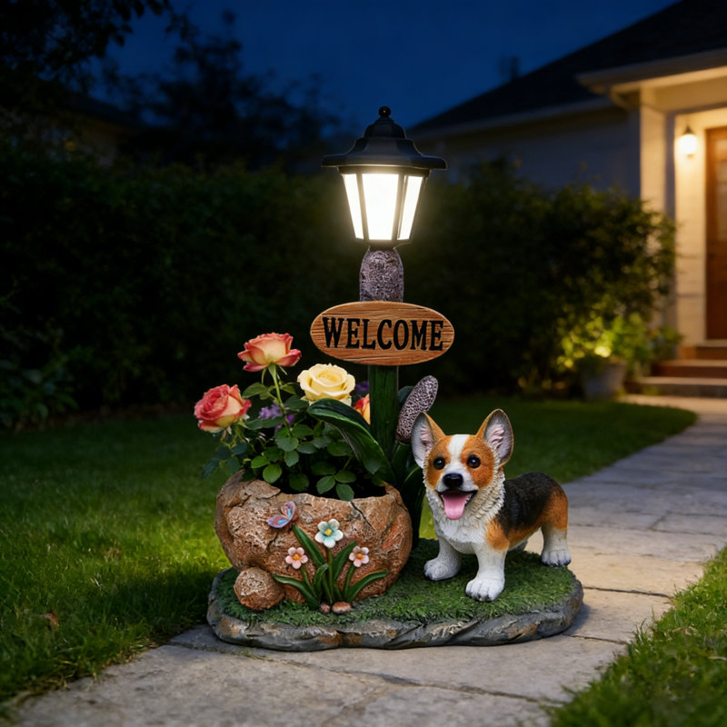 Mignon pot de fleurs pour jardin Corgi