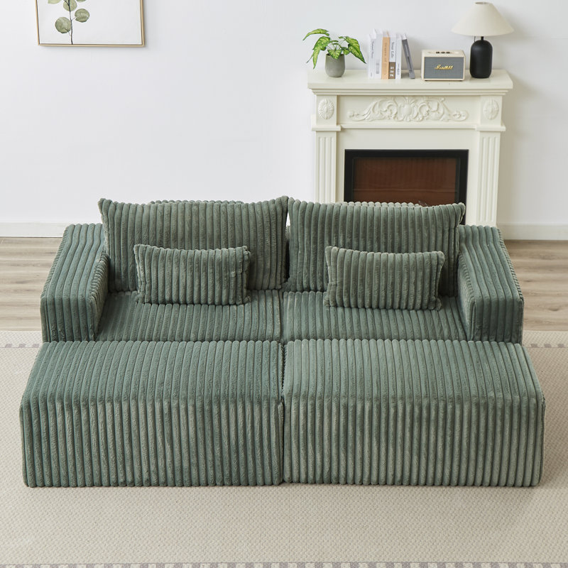 Comfy - Canapé modulaire surdimensionné en velours côtelé surdimensionné de 87 po, amovible, aucun assemblage requis