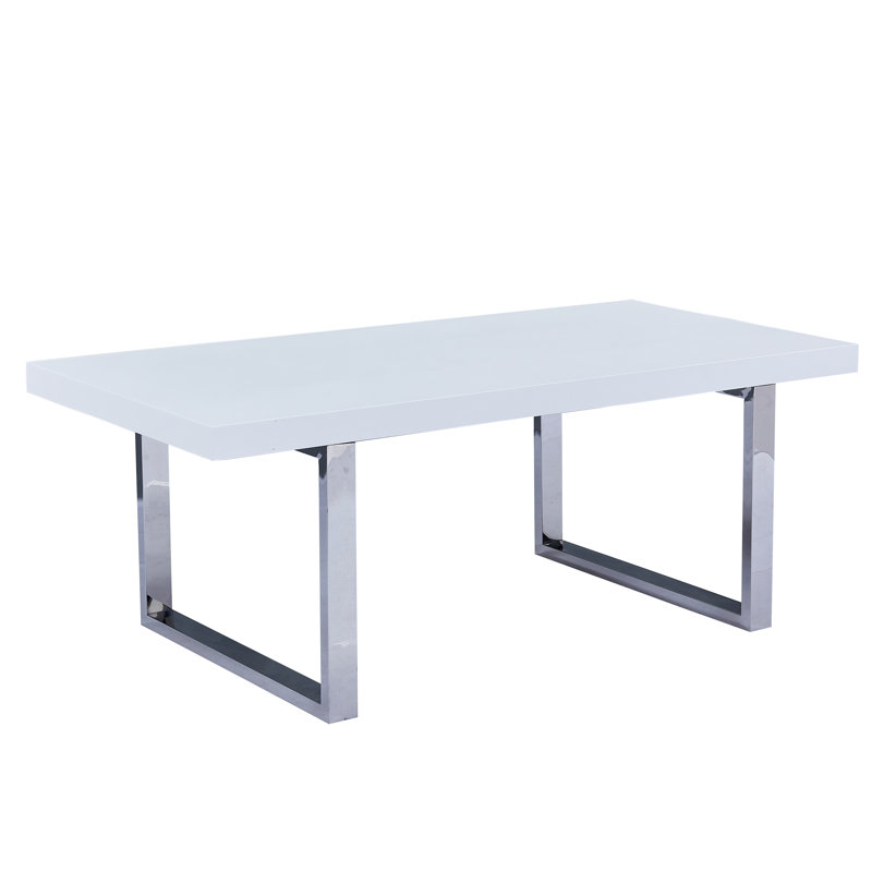 Claycomo Solid Wood Top Metal Base Dining Table, Sliver