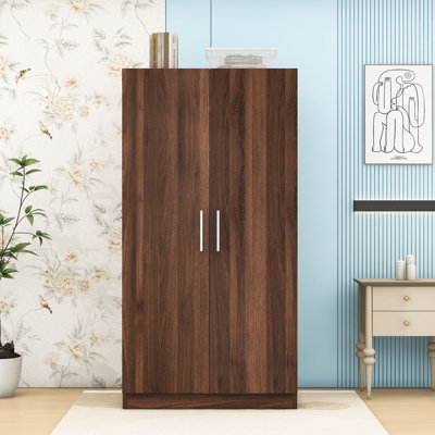 2-Door Wooden Wardrobe with 3 Storage Shelves by Ebern Designs