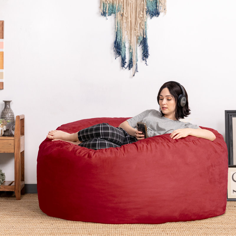 Saxx 5 Foot Large Bean Bag Chair w/ Removable Cover, Cinnabar Microsuede 