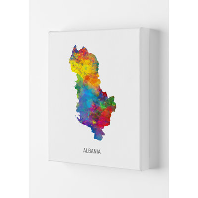 Albania Watercolour Map by Michael Tompsett - Print