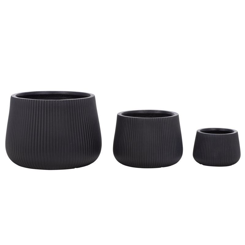 Sara Planter Pot Set Of 3, Black