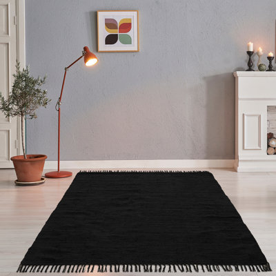 Coll Handwoven Cotton Black Rug