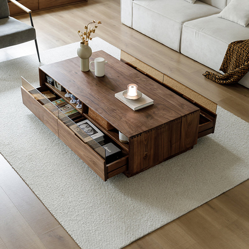 Black walnut all solid wood end table, 14.96" H x 47.24" L x 23.62" W
