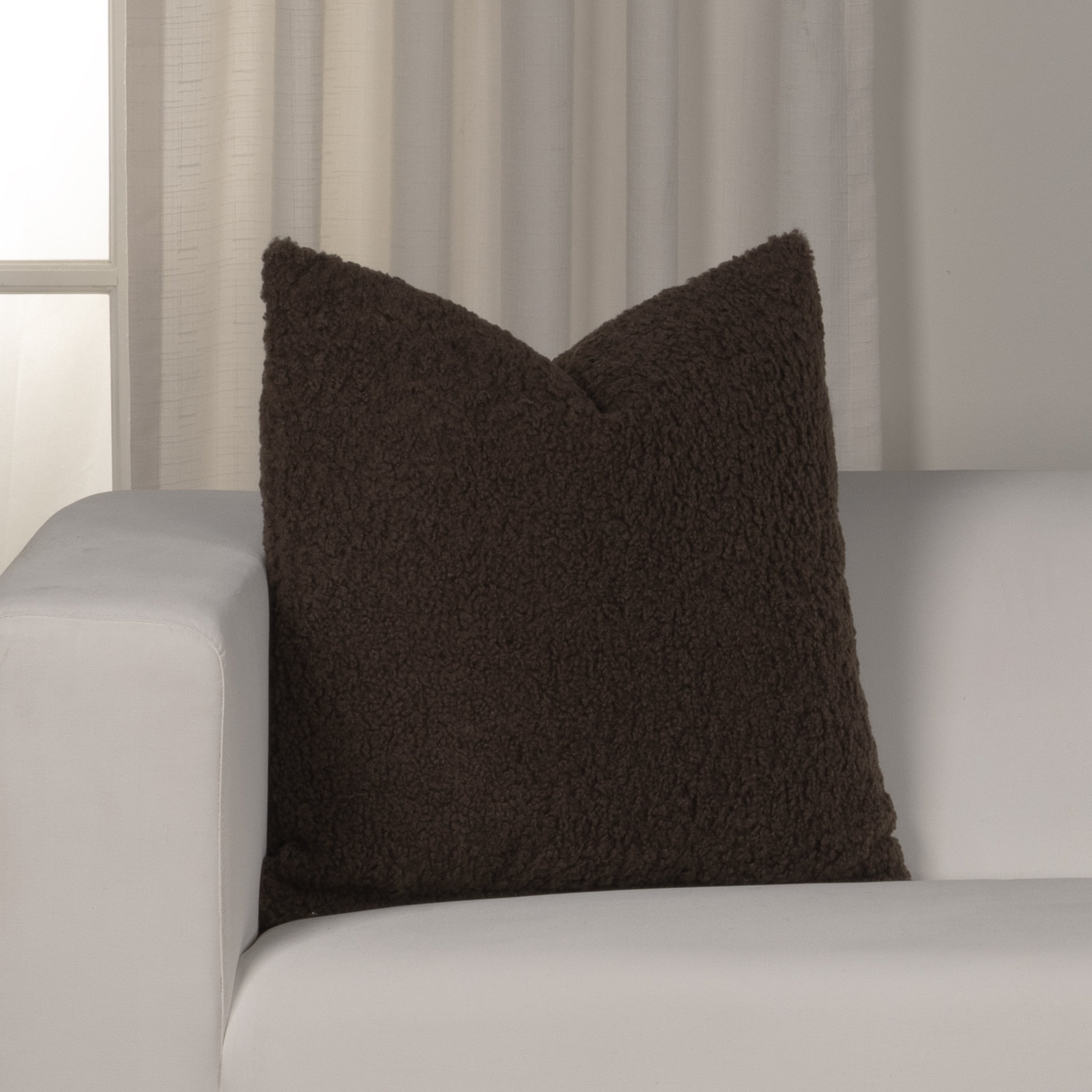 Solid Throw Pillow, Polyester, Brown, Square 20"