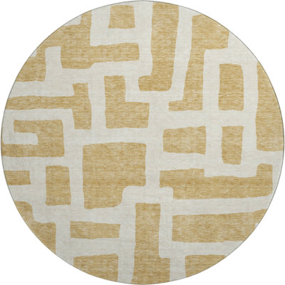 Premium Machine Washable Prisco Gold Rug