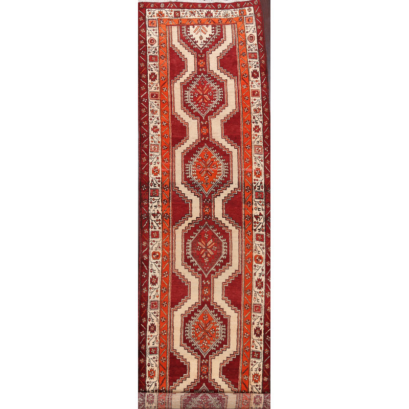 One-of-a-Kind Runner 3'9" x 12'11" 1970s Runner Wool Area Rug in Ivory