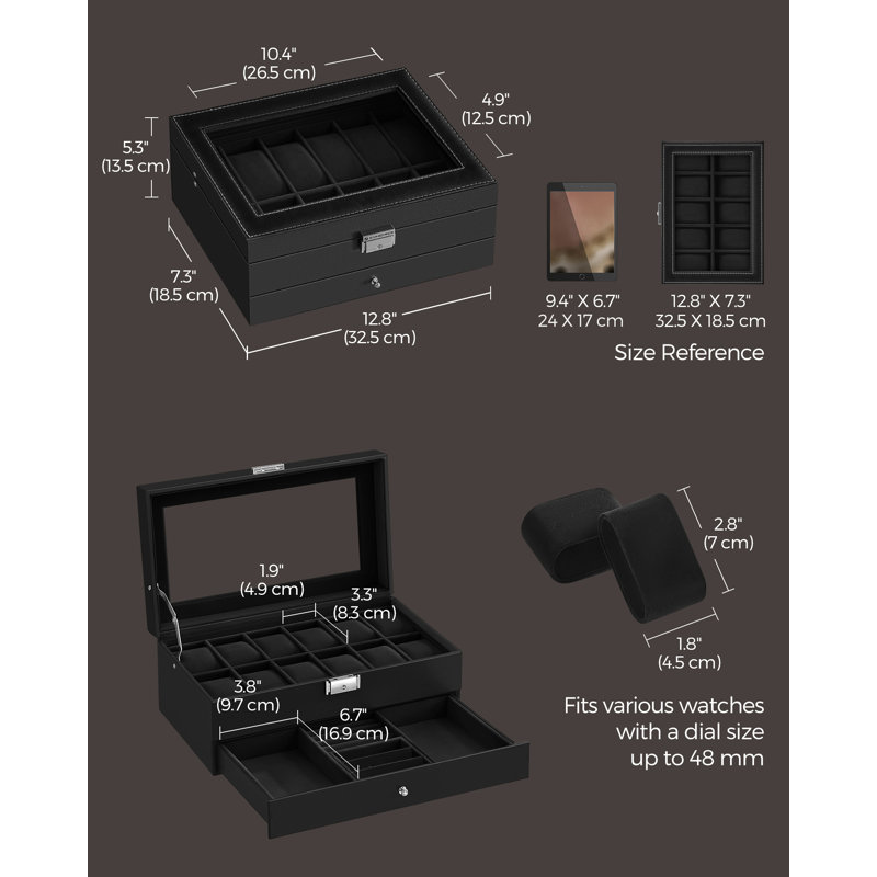 Sury Steel Watch Box +, Black