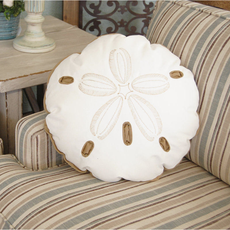 Embroidered Outdoor Throw Pillow, White/Beige