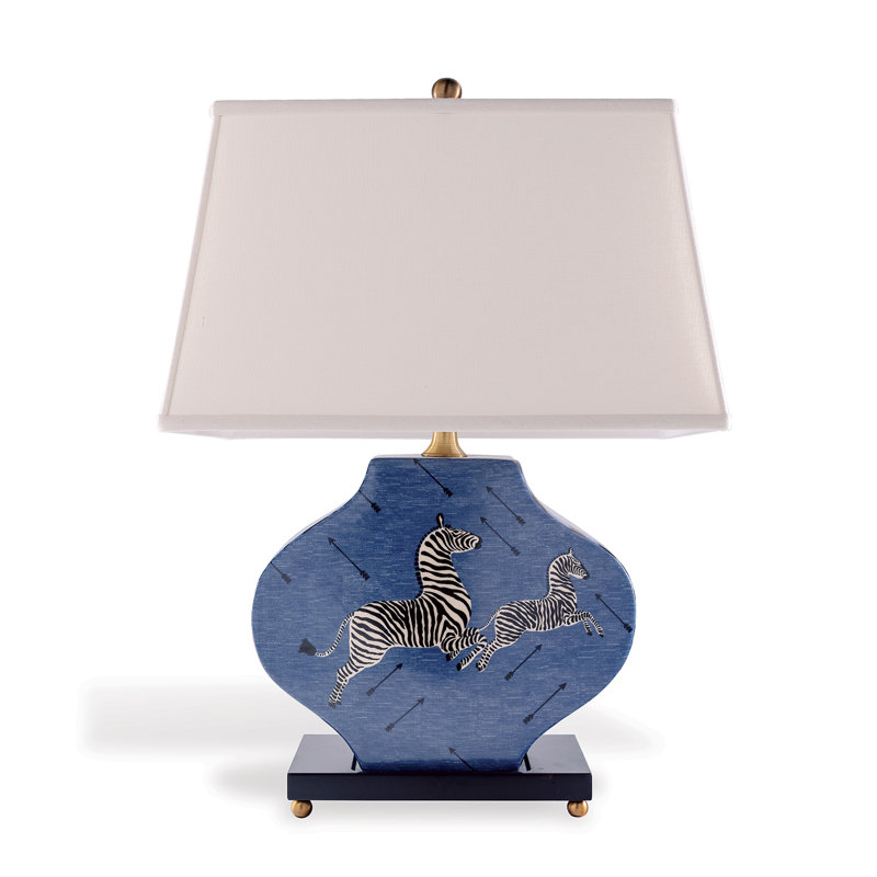 Zebra Scalamandre Maison Porcelain Table Lamp, Blue/Black